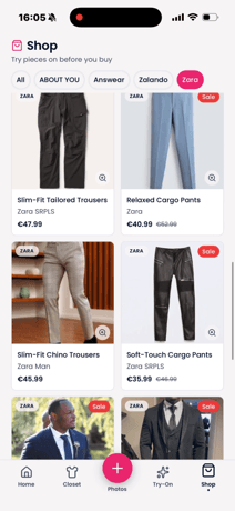 Retail product cards with pricing and sale signals